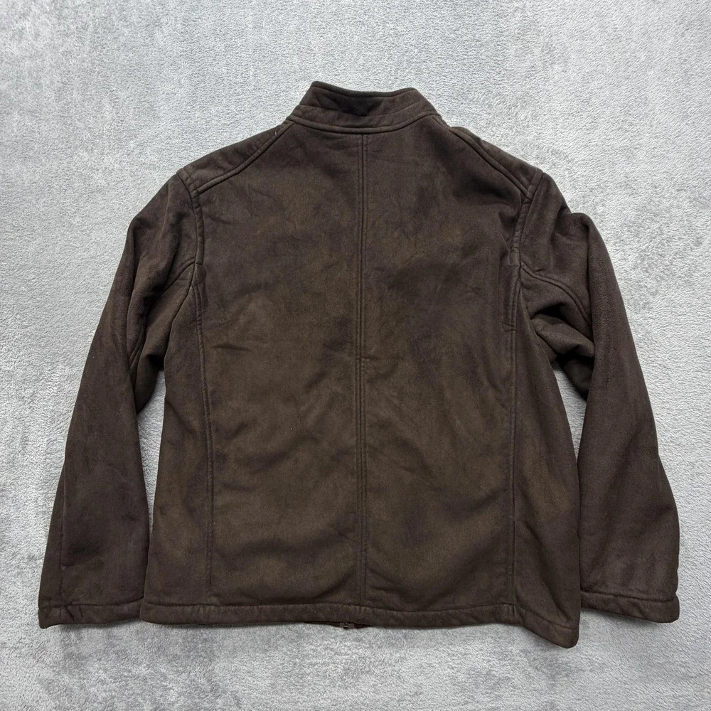 Claiborne Jacket Mens XL Brown Faux Suede Fleece Lined Full Zip Bomber‎ Winter